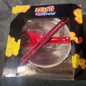 NIB Naruto Ramen Bowl 3 Piece Set with Red Chopsticks